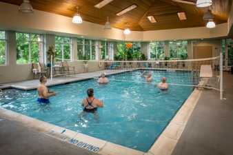 volleyball in an indoor pool at the senior center