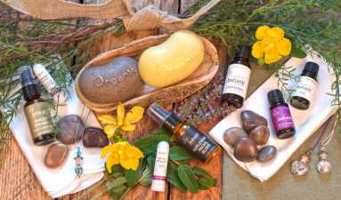 various essential oils and organic soaps