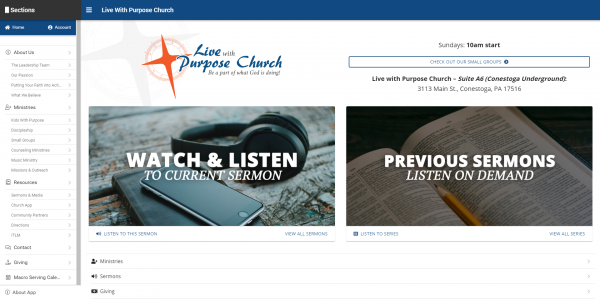 LWP Church App homescreen