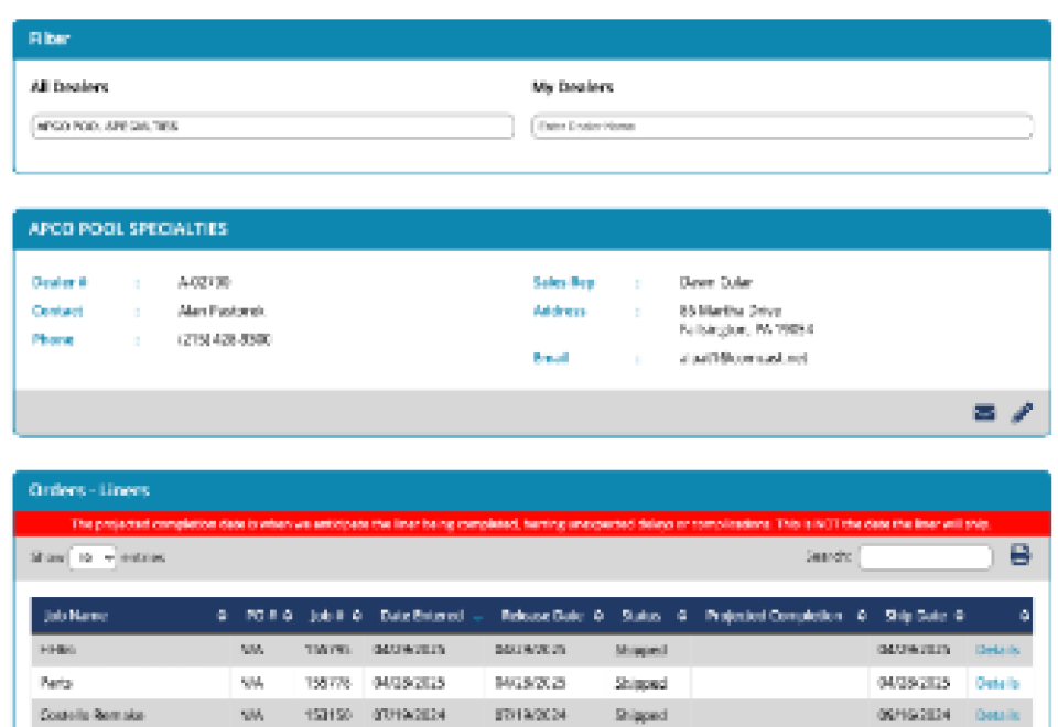 Garret Liners & Safety Covers Case Study Order Status and Tracking Solution