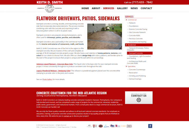 Keithsmithconcrete services residential stamped php