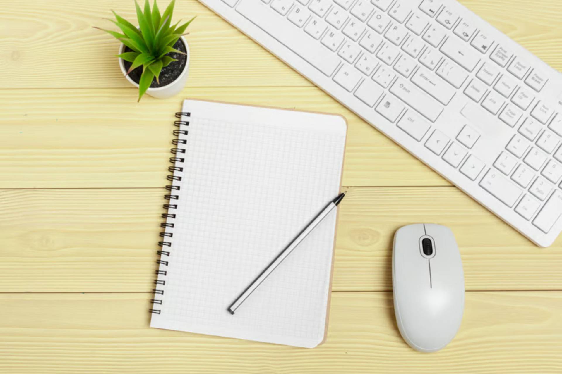 Blog writing and content planning at a desk