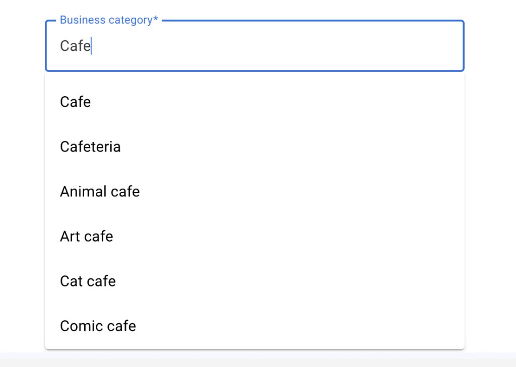 Google Business Category