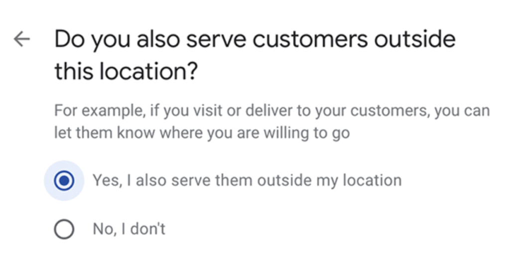 serve customers outside area google business