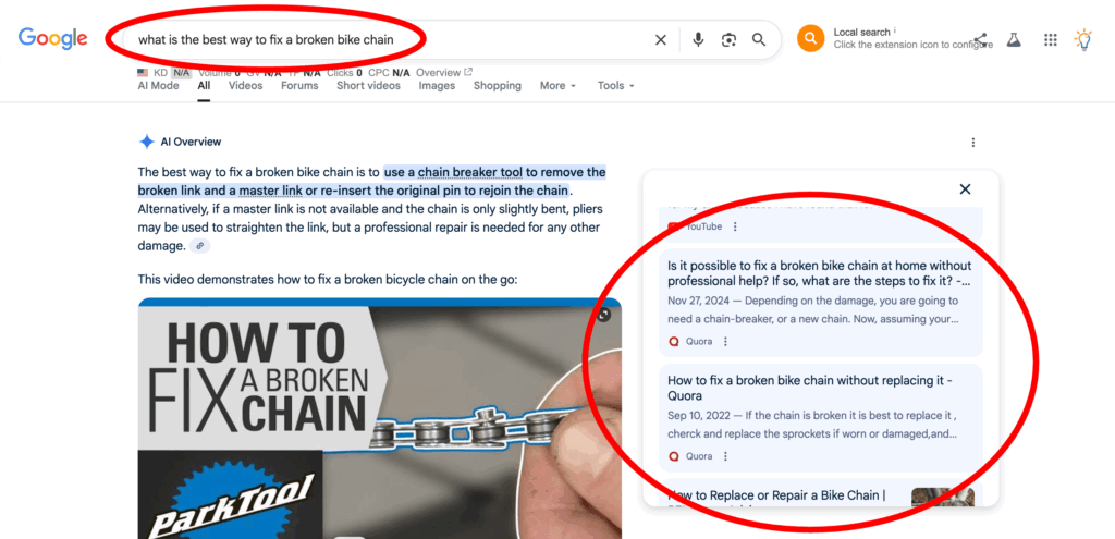 Quore Search Results AI