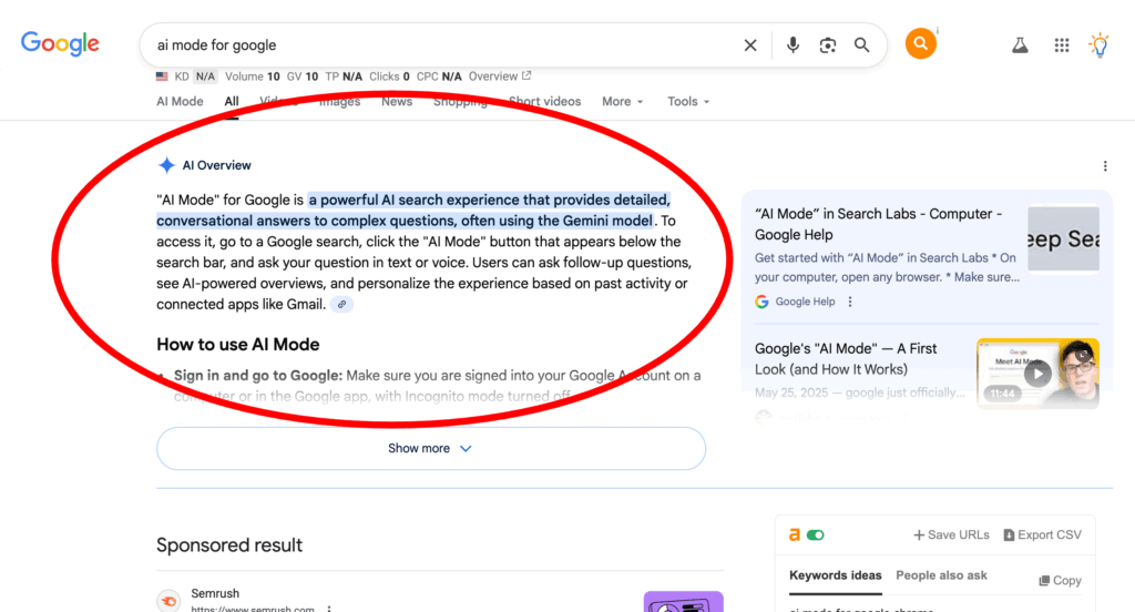 AI Overviews in Google search