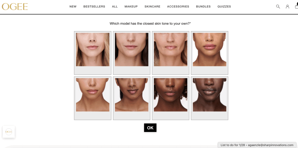 example of interactive recommendation quiz