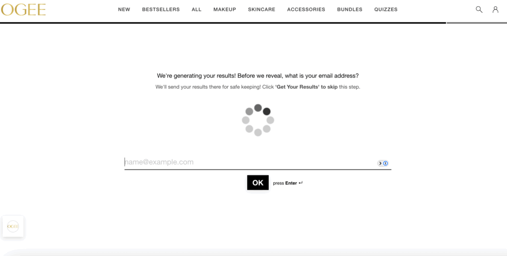recommendation quiz example by OGEE