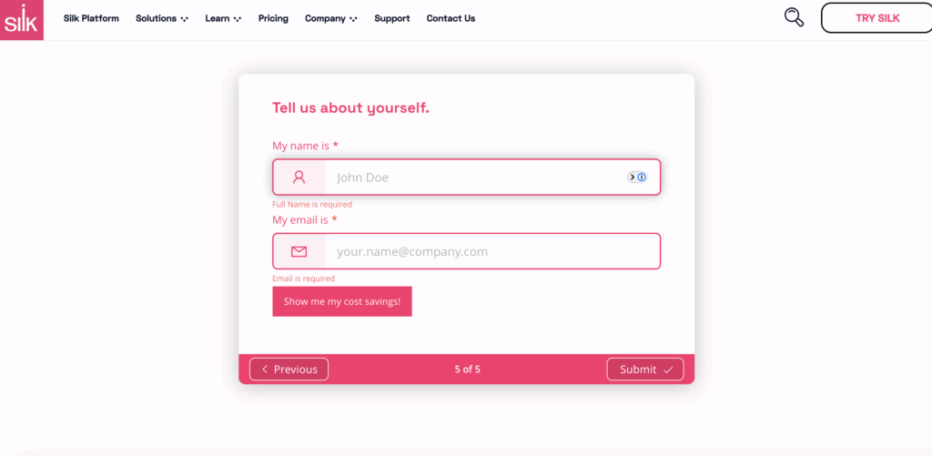 examples of brands using ROI calculator on website