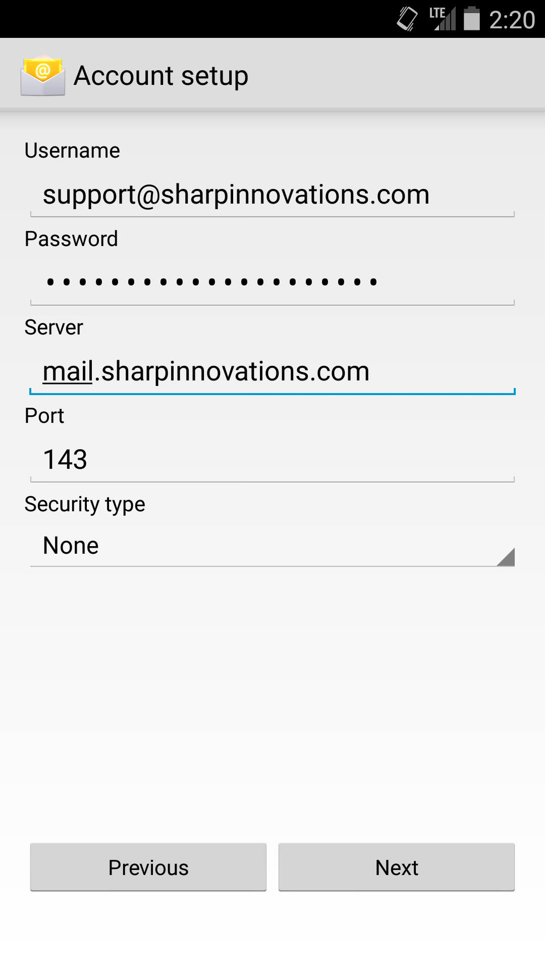 outgoing server settings for roadrunner email on android