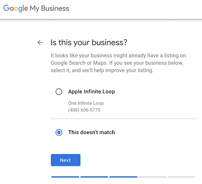 GMB step - match your business address