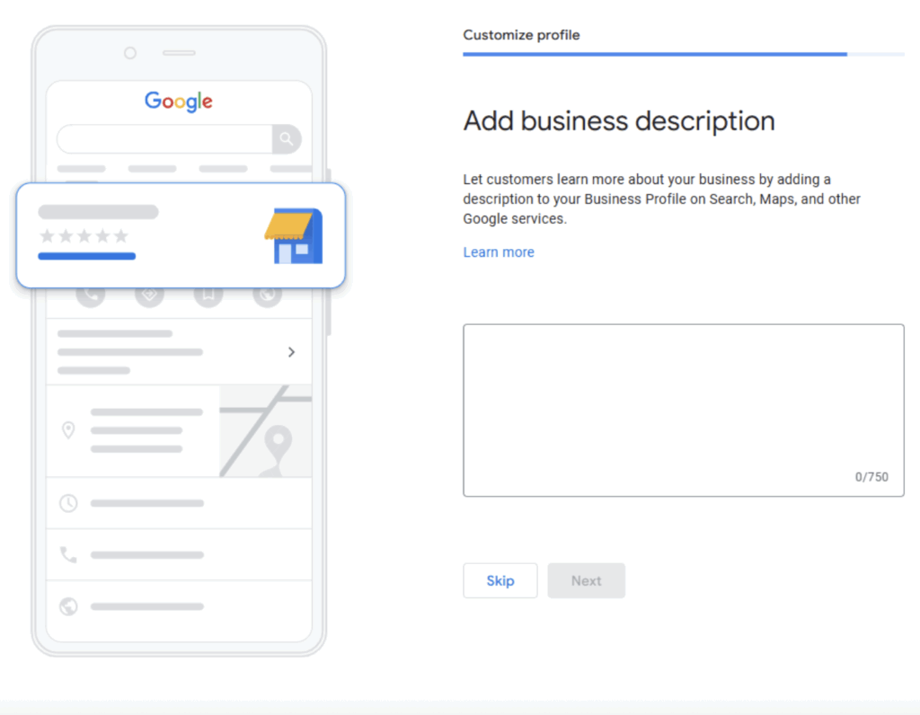 add business description google business